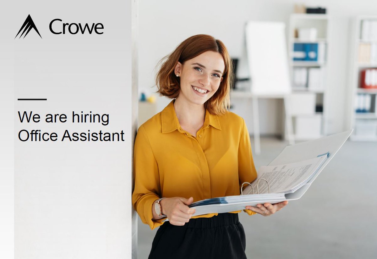 Crowe_RS's tweet photo. We are hiring Office Assistant!
If you are organized, positive, into improving, interested to work with people in dynamic business environment, this is the right opportunity for you.
Send us your resume at career@crowe.rs and join our fast-growing team! 
https://t.co/QctoSGY1Sk https://t.co/WA92QIHtMk