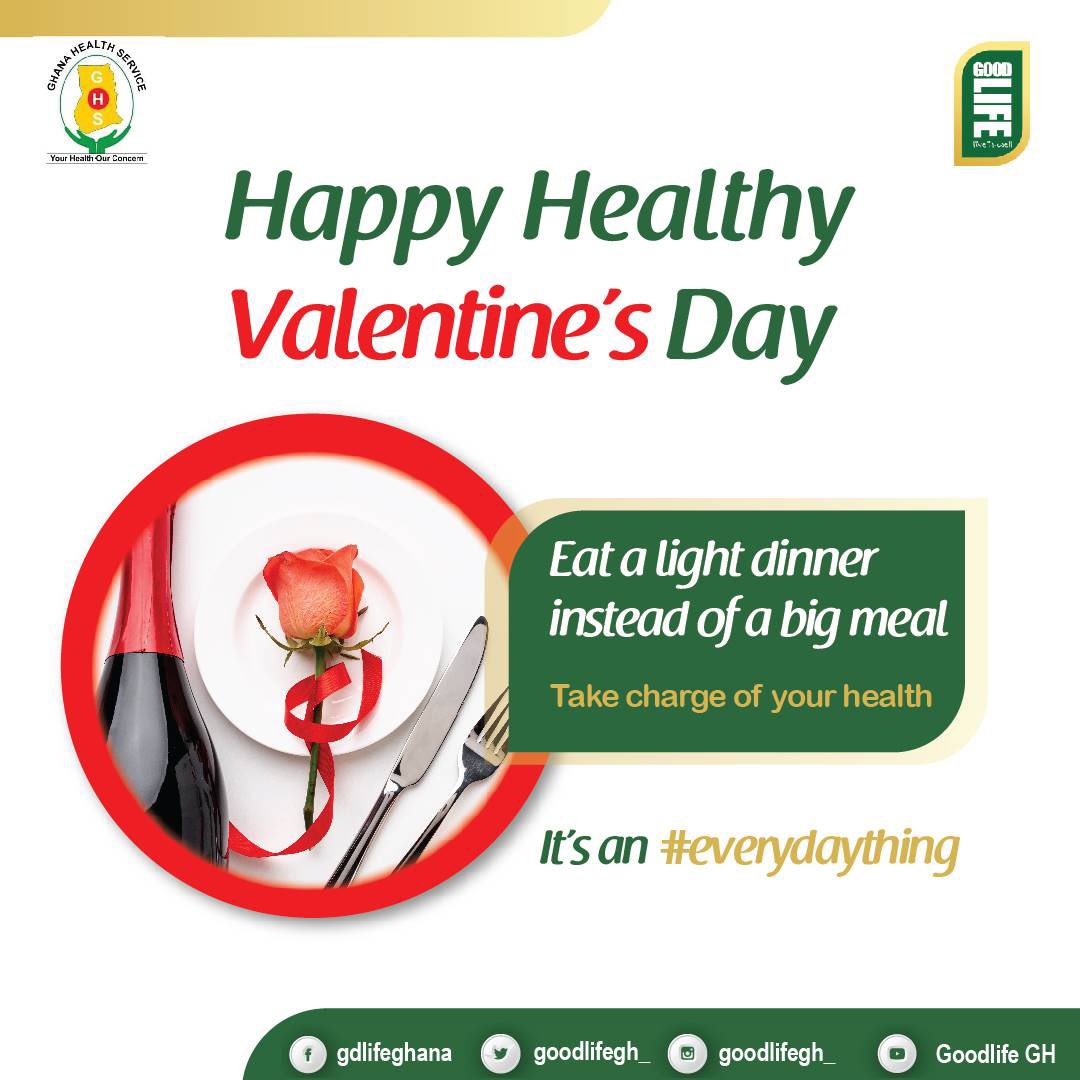 GoodLifeGh_'s tweet photo. Eating large portions of food is closely linked to excess body fat and obesity because your body gets more calories than it needs.
To avoid fat gain, eat small portions of food, especially starchy carbohydrates and fats.
It’s an #everydaything #ValentinesDay
@_GHSofficial https://t.co/kHwy55Hpy9