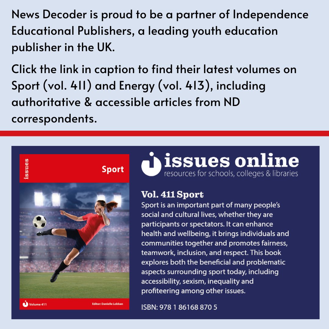 newsdecoder's tweet photo. ND is a proud partner of @IndependenceEdu, a leading publisher in #youthed. Check out their 2 latest books on Sport and Energy, incl. articles from ND correspondents Jeremy Lovell, Paul Radford &amp; John Mahaffey. 

https://t.co/ckH1Upetsz

#IssuesOnline #IssuesBooks #RSE #PSHE https://t.co/pXjC2qka9h