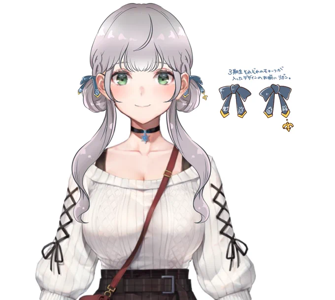 4人でお揃いのリボンとか何かつけてたら可愛いなぁと思って描いてみました(*'꒳`*)私は!!ノエフレのお団子が見たい!!!!!#ノエル新髪型予想 #フレア新髪型予想 