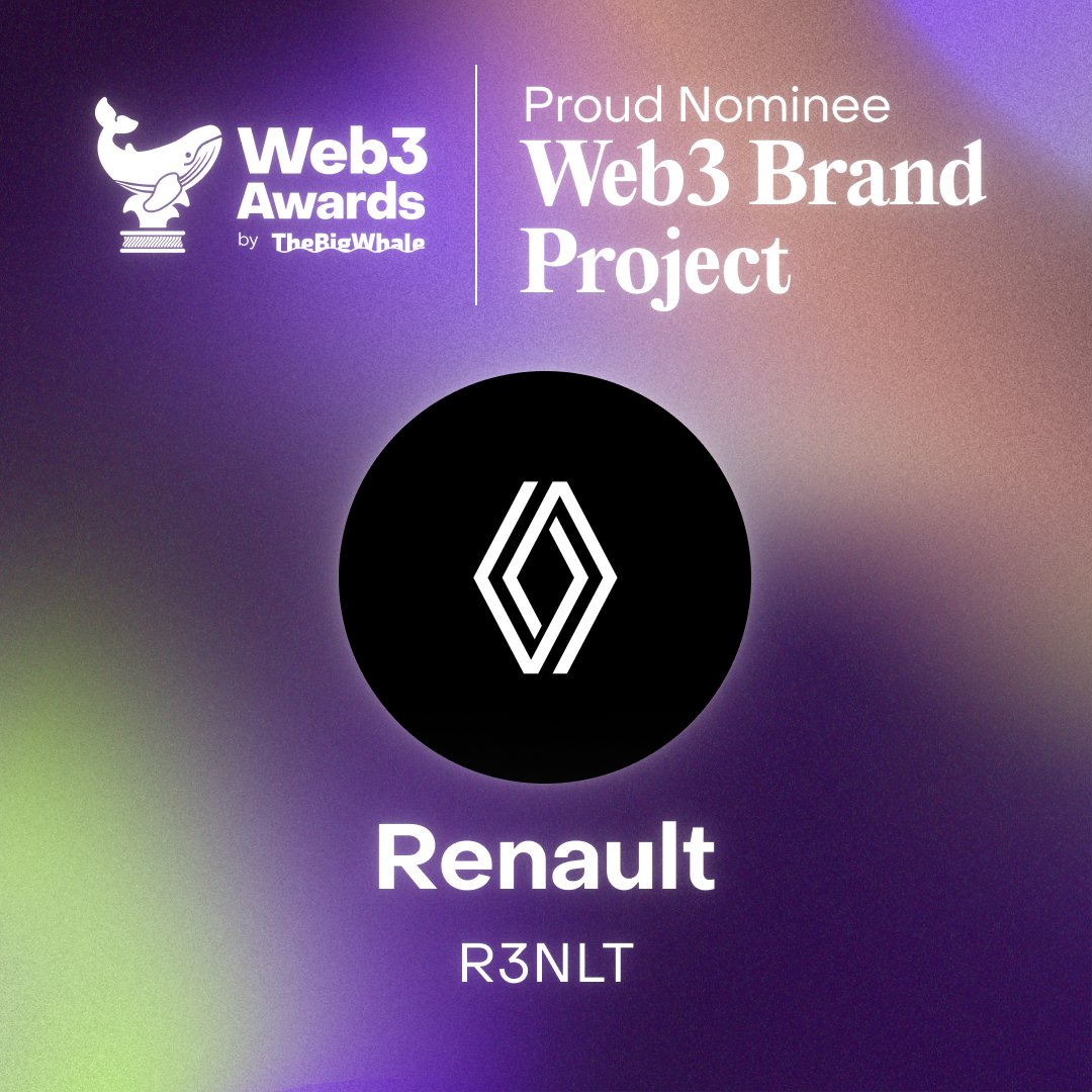 Renault_NFT's tweet photo. we’re nominated for the best “Web3 brand project of the year”!

this is a huge achievement for the #R3NLT community.

to support, register to @TheBigWhale_ free newsletter and vote for #Renault.

it takes less than 2 minutes.

share your love 👉 https://t.co/LeVUhT35EJ https://t.co/j0NoNkZmVM