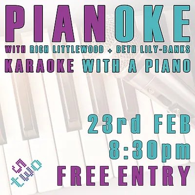 53two's tweet photo. It’s time to dust off the ivories &amp; get your pipes warbling! #Pianoke is back! 

Join us for a night of #Karaoke with a #Piano…sing what you like &amp; @richieplayskeys will accompany you. Or just let @bethlilybanks warm your cockles! Reserve; info@53two.com 💜💙 #Manchester https://t.co/jy80UayuTr