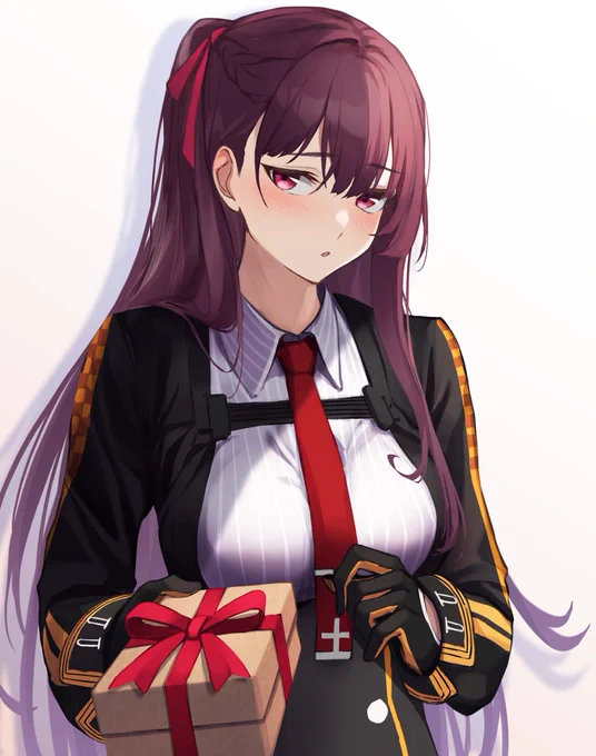 ドルフロのWA2000バレンタイン絵は去年に引き続きwa2000...(去年より、少し素直に渡せるようになってるイメージ...)#ドールズフロントライン#イラスト練習 
