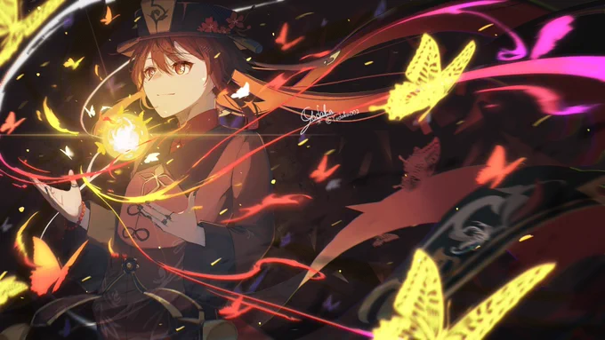 ◇原神 胡桃 『弔』 #胡桃イラストコンテスト #原神 #胡桃 