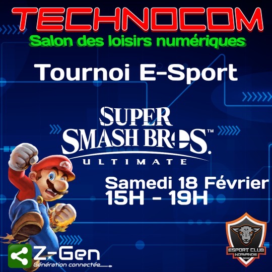 EsportNormandie's tweet photo. L'Esport Club Normandie participe à Technocom organisé par la @ZGen276.
Pour l'occasion un tournoi SSBU de 15h à 19h et une interview à 19H30 ce samedi 18 février.
#esportclubnormandie #technocom #zgen #jeuxvideo #loisirsnumériques #tournoi #supersmashbrosultimate https://t.co/DEOkIApXHX
