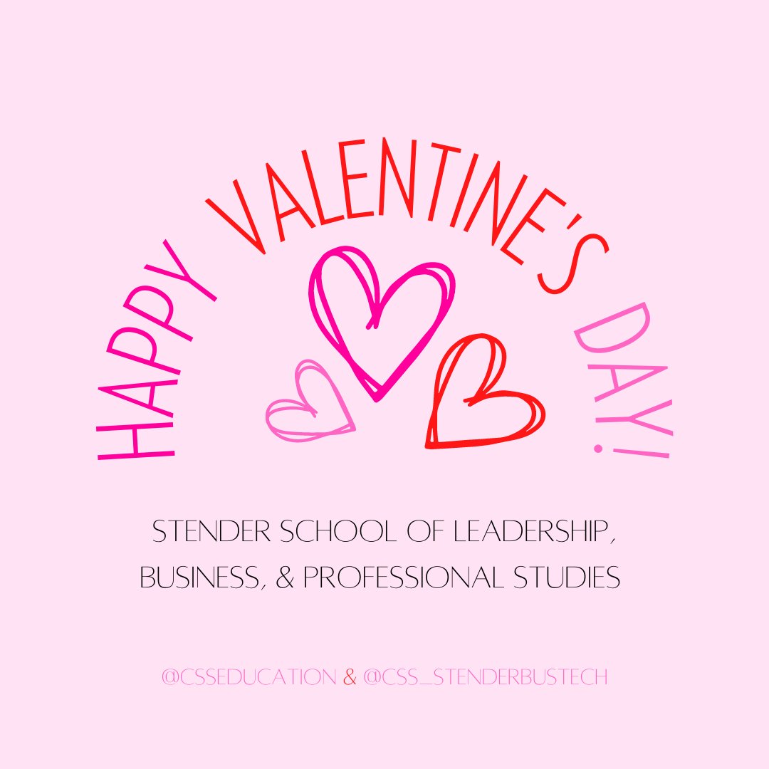 CSS_SBT's tweet photo. Happy Valentine's Day from the Stender School of Leadership, Business, & Professional Studies! What do you love about your major or career path?
#valentinesday #css #stscholastica #cssstenderschool #csssbustech #csseducation #saintsriseup #rollsaints #saintsdo #whycss https://t.co/P4eykJnkNo