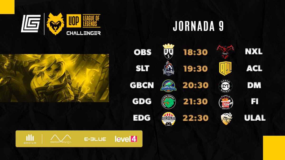 Gamesportselect's tweet photo. 🔥 Arribem també a la última jornada d'aquesta primera volta a la Challenger! 🔥

🐺 #gseLlOPcat @omnium - #LeagueOfLegends
🗓️ Jornada 9
⏰ 18.25h
💻 https://t.co/ZZ4RCyX7aB 

Col·laboradors: @omnium, @level4teches, @EBlueGaming i @EsportsDataGG https://t.co/4jV6mRMKH0