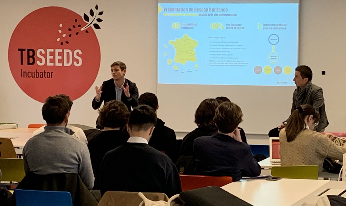 #Entrepreneurship 
👍Aujourd’hui à #Tbseeds l’#incubateur de <a href="/tbs_education/">TBS Education</a> on accueille <a href="/Bpifrance/">Bpifrance</a> #Toulouse 
👉#financement #garanties #FrenchTech #DeepTech #innovations #conseil #exports #bourse 
💪conclusion: rencontrez les pour🚀votre projet !
🙏<a href="/JulesRecasens/">jules recasens</a> #SimonJullie