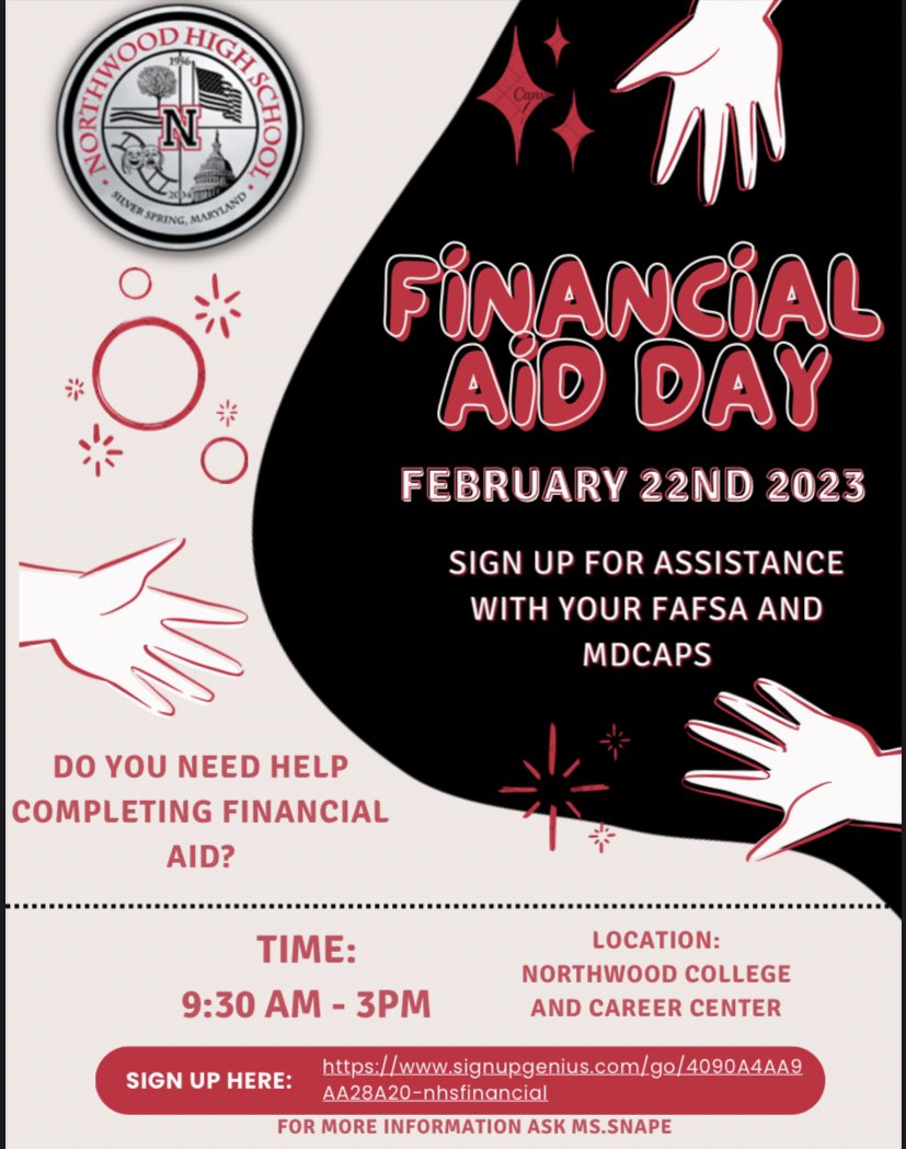 Seniors, March 1st is quickly approaching! If you plan on attending a four year college,  two year college or trade school next year, you need to complete your FAFSA by the end of this month. Sign up to meet with Ms. Snape next week if you need help!