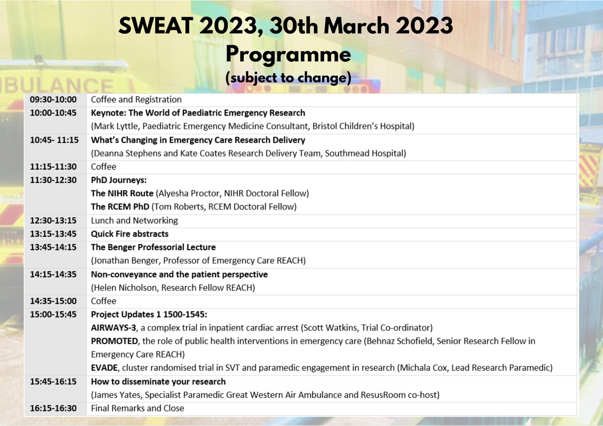 REACHBristol's tweet photo. Take a look at the exciting #SWEAT23 Conference programme 👇 There are only a few places left. Book now at https://t.co/pKHYgklm9a. You can send your abstract here https://t.co/jMuKRpgiC3 https://t.co/xSdLIKNP3q