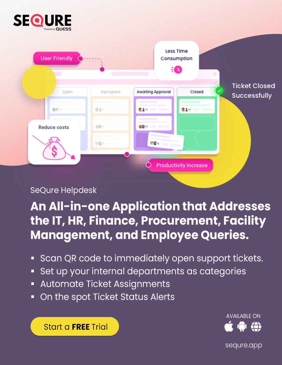 Say goodbye 👋 to cluttered inboxes and unanswered employee queries. SeQure offers a comprehensive, all-in-one #helpdesk_ticketing_system to manage all types of employee queries, from grievances and complaints to IT support tickets. 
#internalhelpdesksoftware #employeehelpdesk