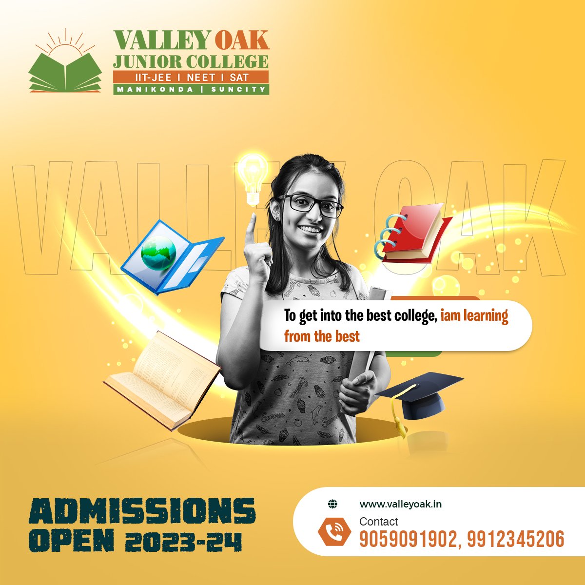 ValleyOak_'s tweet photo. Ready to ace the IIT JEE? Join the best to achieve your dream!
Visitus: https://t.co/XI6SrhZjem
#ValleyOak #JuniorCollege #AdmissionsOpen #Inter_IIT_JEE #Inter_NEET #AdmissionsOpen2023_24 #RegisterNow #IIT_JEE #NEET #Inter #Admissions #EnrollNow #Register #IntermediateCollege https://t.co/6FYqJ98Cet