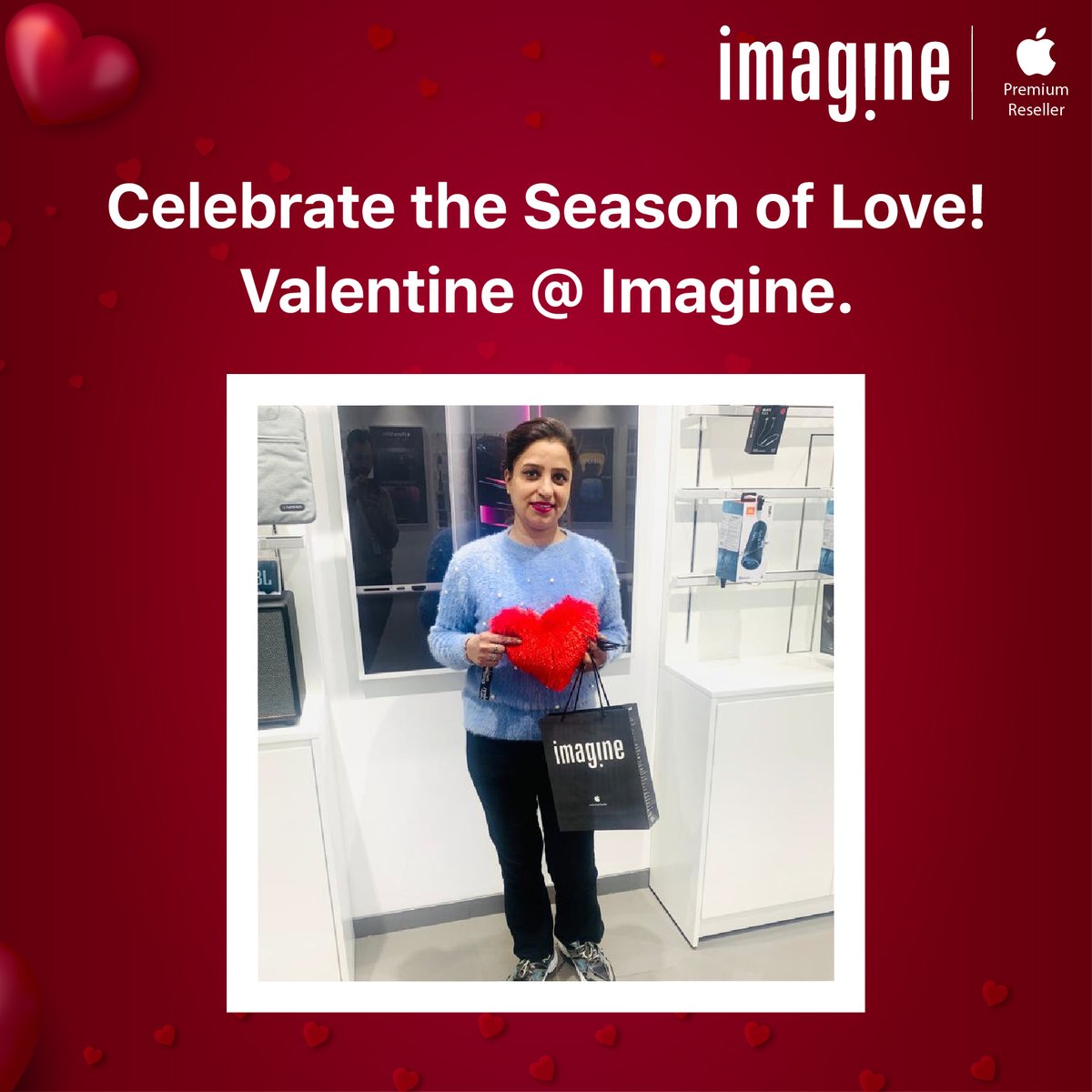 ImagineApplePR's tweet photo. "Customer service is not a department, it's everyone's passion at Imagine and we are keen to fulfill it".
Come visit peeps, and shop your favorite Apple products from Imagine because we have some exciting #ValentineDay offers just for you!
#HappyCustomer #ValentineWithImagine https://t.co/r4AGTjbORs