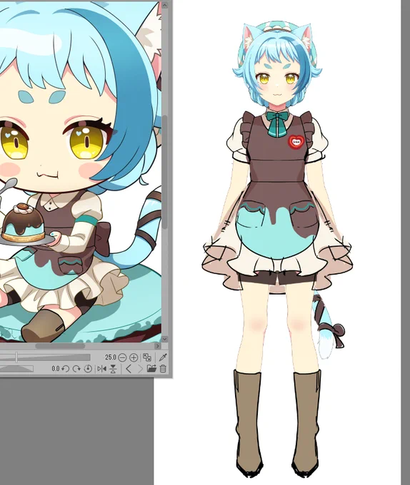 ミニキャラの衣装をアレンジして新衣装風にするなどして遊んだ 