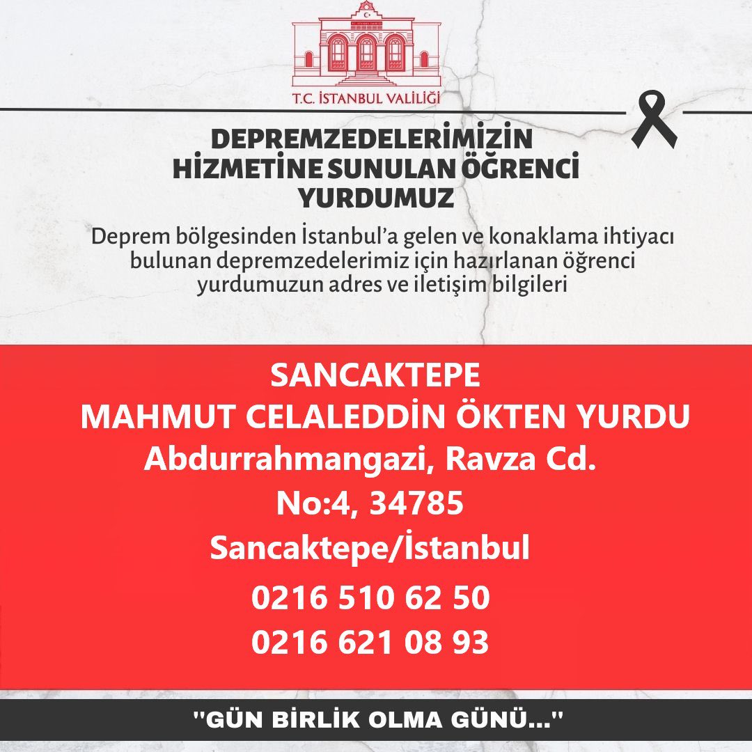 AliYerlikaya's tweet photo. Bugün Bir Olma, Birlik Olma Günü...

Büyükçekmece Öğrenci Yurdumuz doldu.

Deprem bölgelerinden #İstanbul'a gelen ve barınma ihtiyacı olan vatandaşlarımız için SANCAKTEPE ilçemizdeki ikinci ÖĞRENCİ YURDUMUZ DA HAZIR

👇👇👇 https://t.co/1fuNkNIdRA