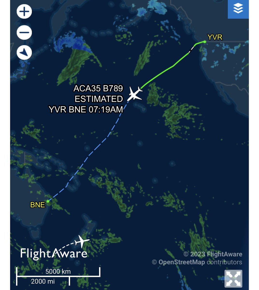 NeilsChoice001's tweet photo. @flightradar24 14 Hours 35 min from Vancouver🇨🇦 to Brisbane🇦🇺 not including the 5 hours from Toronto 🇨🇦 https://t.co/BKarOoqhpj