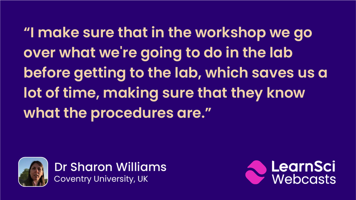 LearnSciHQ's tweet photo. How do you ensure lab time is efficient and students get as much out of it as possible?

Going over procedures beforehand as @SharonW_CovUni suggests is one way to free up time. Check out episode 5 of LearnSci Webcasts to hear more insights! https://t.co/5xjmLndcvK

#STEMpodcast https://t.co/RHLdjHEAvU