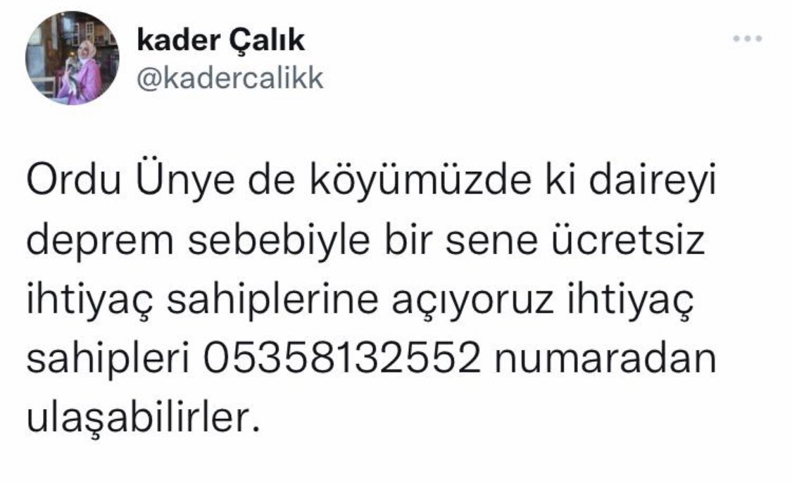 denizyurdakul's tweet photo. 14 ŞUBAT SAAT 15:21

ARADIK TEYİT ETTİK 

Ordu ünye çaybaşı koyünde ( koyde oldugunu ozellikle belirtiyorlar) eşyasız 2+1,  5 kişilik bir aile yaşayabilir https://t.co/kAlSlcoO2X