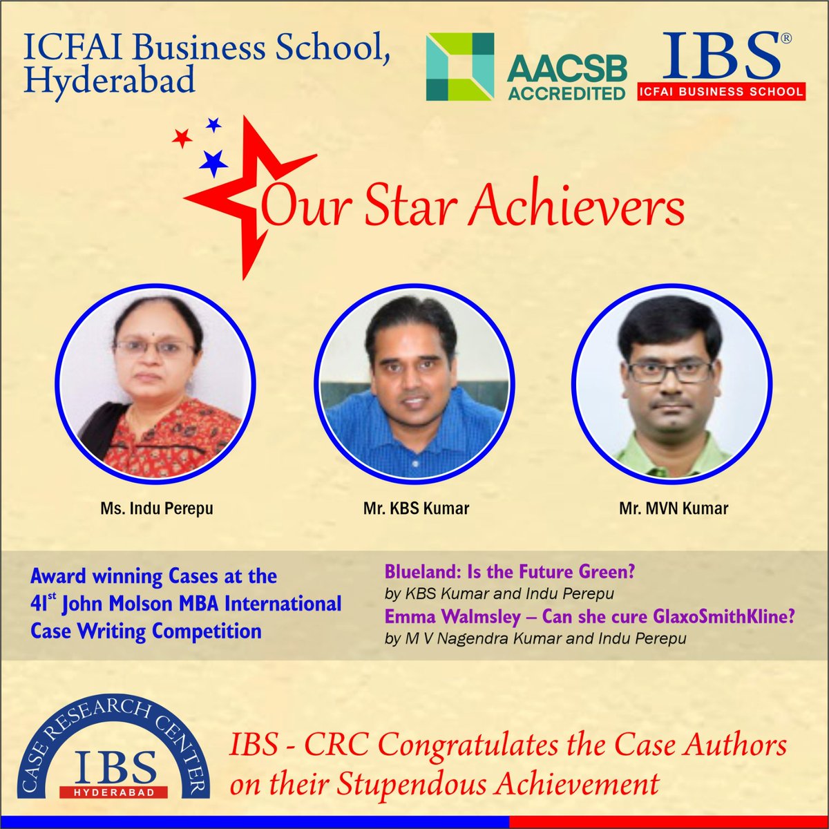ICFAI Business School Wins Two Prizes in International Case Writing Competition.
#IBS Hyderabad #ICFAI Business School #ICFAI Group #IFHE

#CaseAward #CaseMethod #CaseTeaching #CaseWriting.