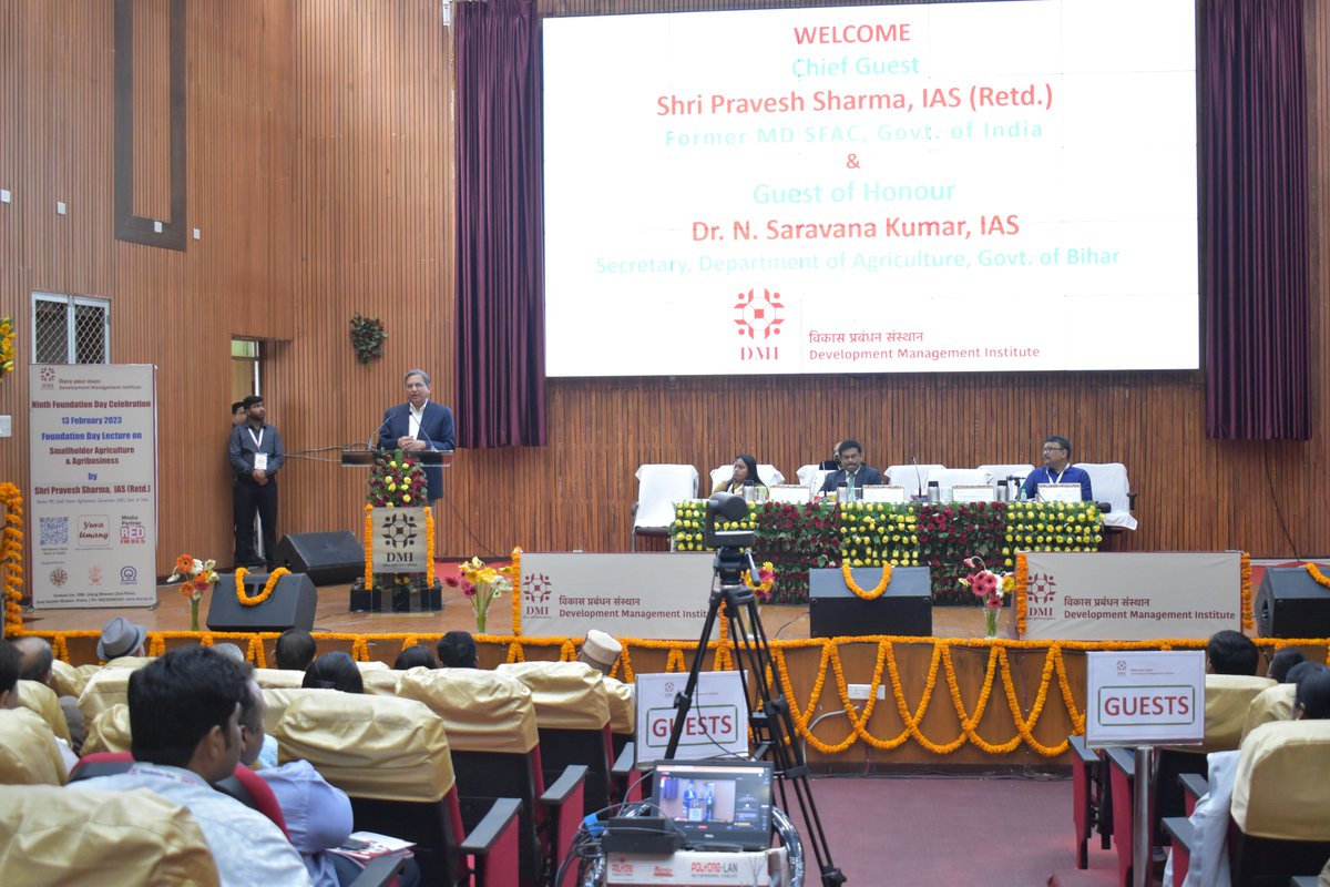 DMI_Patna's tweet photo. Chief Guest, Shri Pravesh Sharma, delivering the Foundation Day Lecture "Why reforms elude agriculture: the case of India." #DMI #DevelopmentManagementInstitute https://t.co/amR1MuM3DW
