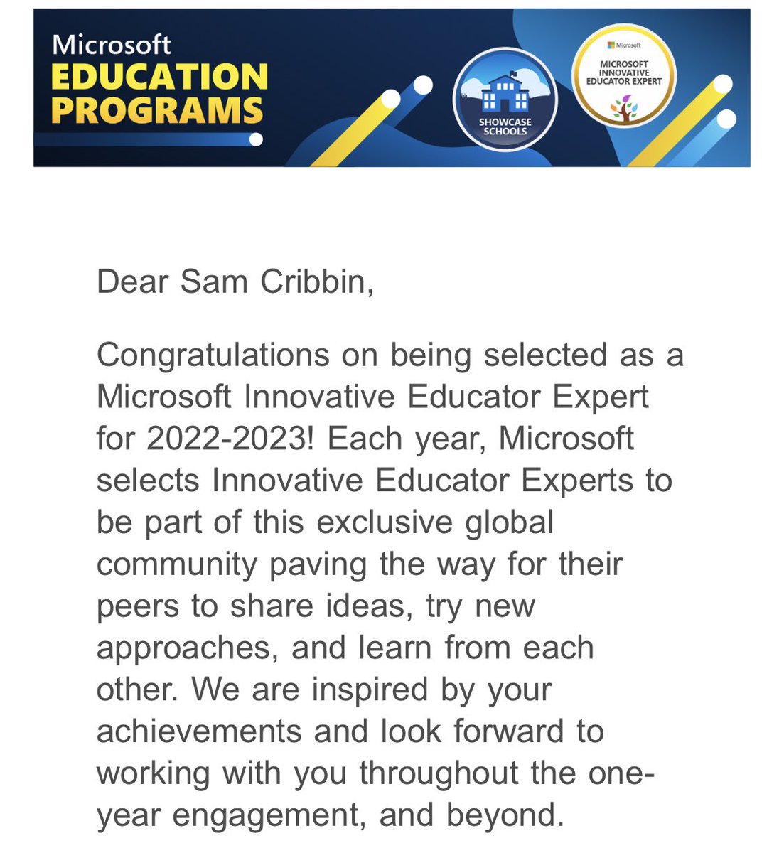 So excited to be selected as an MIE Expert for 2022-2023 #MicrosoftEdu #MIEExpert 🤩🥳🌟