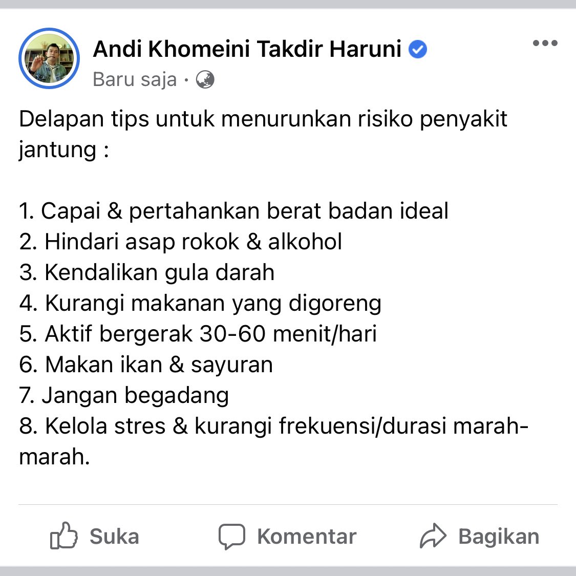 dr_koko28's tweet photo. Tips untuk menurunkan risiko penyakit jantung.

Semoga bermanfaat untuk teman-teman semua. https://t.co/7N6EAV85O9