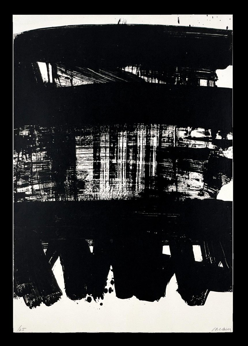 Amart_Galerie's tweet photo. Von Pierre Soulages zeigen wir in der kommenden Ausstellung, die Lithographie Nr. 21 aus 1969, die auch im Musée Soulages gezeigt wird.
 
Pierre Soulages, Lithographie n° 21, Lithographie auf Papier, 1969, 77,5 x 54 cm https://t.co/JLFZLw6odU