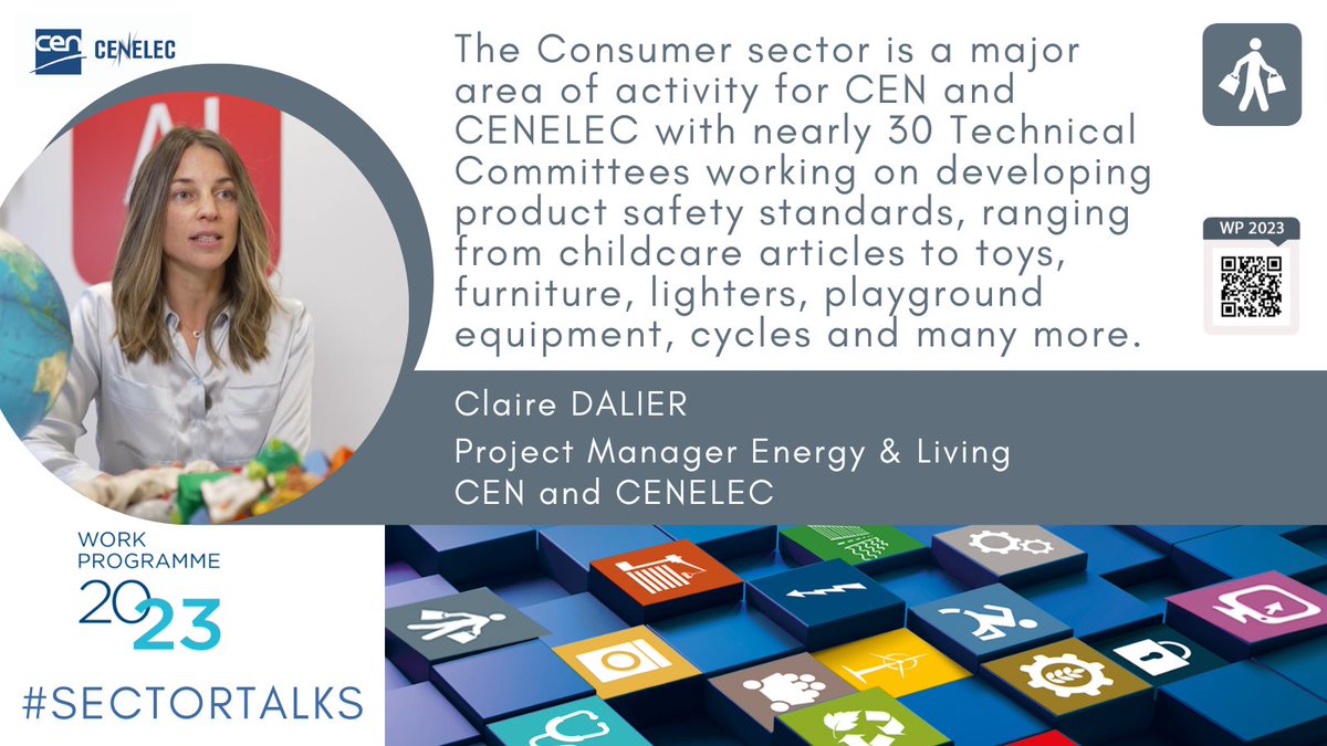 Standards4EU's tweet photo. 💬CEN &amp; CENELEC #SectorTalks 💬
Project Manager Energy &amp; Living @Claire_Bxl tells about the focus of activities for 2023.
Within the #Consumer sector, standardization activities in 2023 will focus, amongst others, on enhancing the safety of #toys. 
https://t.co/gD7CjiKWky https://t.co/dJSzawEJMa