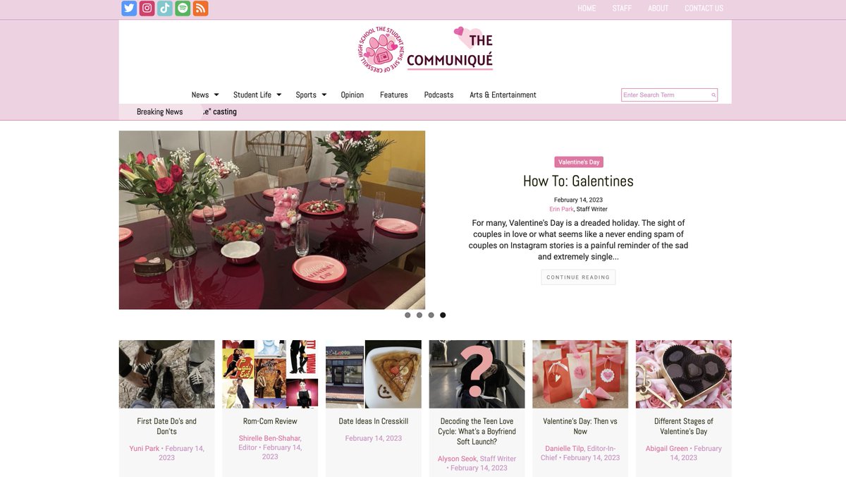 Check out our very first digital issue celebrating Valentine's Day! You'll find stories about Cresskill High School's cutest couples, date ideas in town, what you can do to embrace being single today, and so much more!