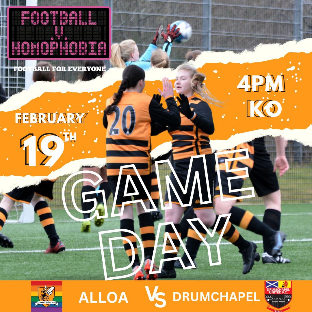 AlloaAthWFC's tweet photo. NEXT UP …
We are dedicating this match to @FvHScot 🏳️🌈 get down and show your support!
🆚 - @DrumchapelU
📍- Indodrill Stadium, Alloa
⏰ - 4:00pm KO
📅 - 19th of February
🏆 - @BiffaSWFL West League
🎟 - FREE ENTRY
📸 - @dgxwasp
#BeTheDifference https://t.co/VyGMbioojV
