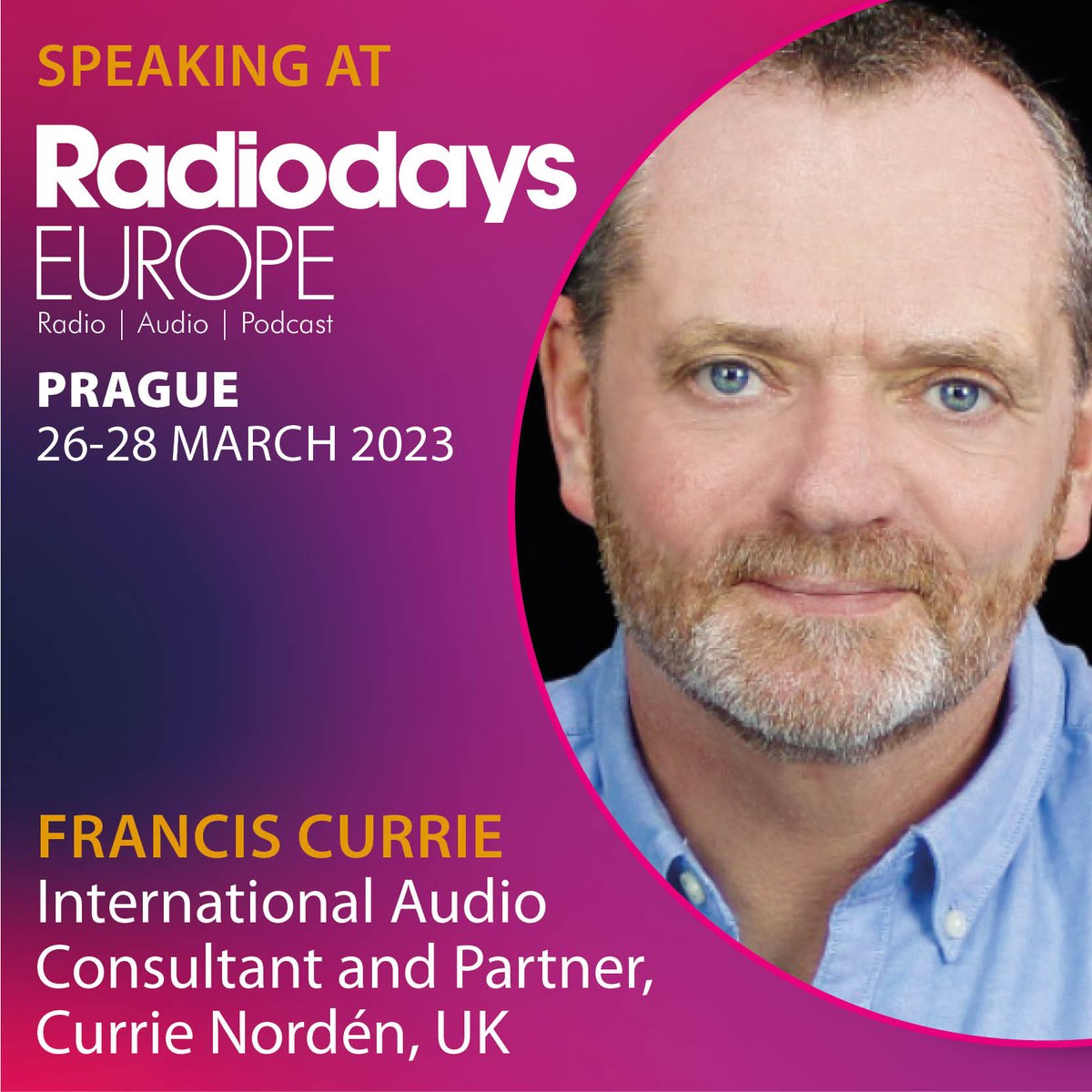 RadiodaysEurope's tweet photo. @javurek @CzechRadio @TritonDigital @iHeartMedia @flavoinea @BucurestiFM @franciscurrie - Internation Audio Consultant and Partner - Currie Norden - UK https://t.co/HmYWbGj7QJ