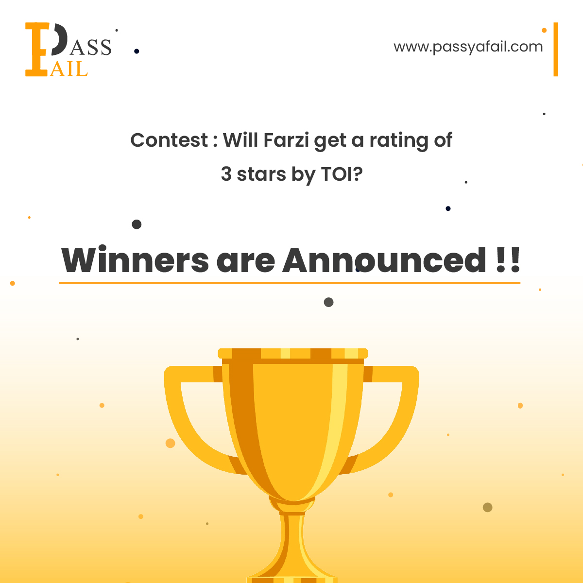 Team_Passyafail's tweet photo. #ResultAnnounced 

Thank you for your immense participation in our latest contests. Their results have been announced!

You can check out the results here - https://t.co/svcseAbgmX
 
#PassYaFail #KeepPlayingKeepWinning https://t.co/Jrb4jxMKPo