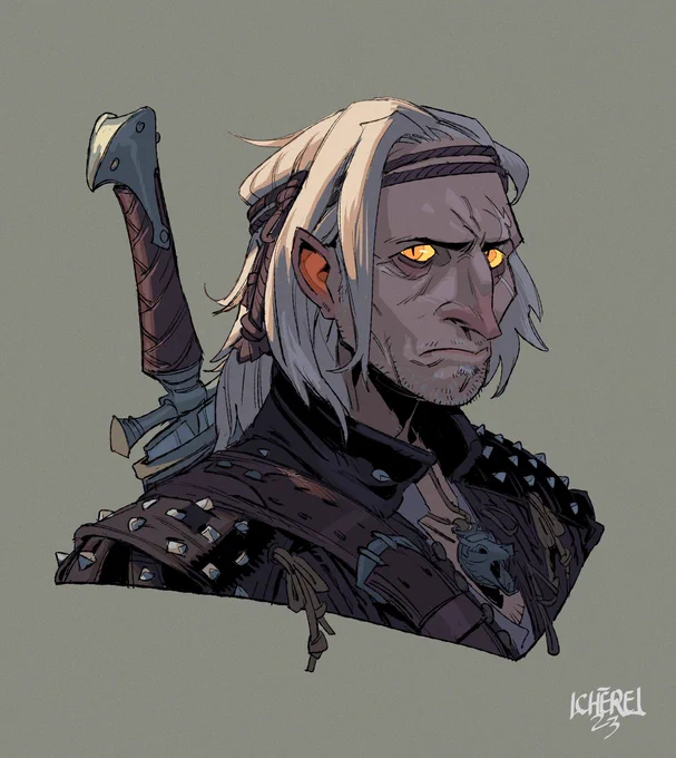 Continuing my witcher portraits with a pissed off Geralt 