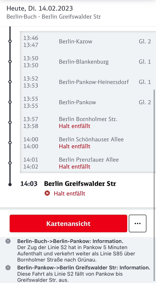 Ersatz_Bus's tweet photo. Fast 3 Wochen lang fährt die Wespe (#S2) im nördlichen Abschnitt durch Bauarbeiten "nur" zwischen #BBU - #BPKW (ursprünglich nach
#BGSS) und ist gekoppelt mit der #S85 von/nach #BSW/#BGAS. Warum man nicht geschafft hat das in die Auskünfte einzuarbeiten ist ein Rätsel. @_ds_100 https://t.co/xhKZGuC5oc