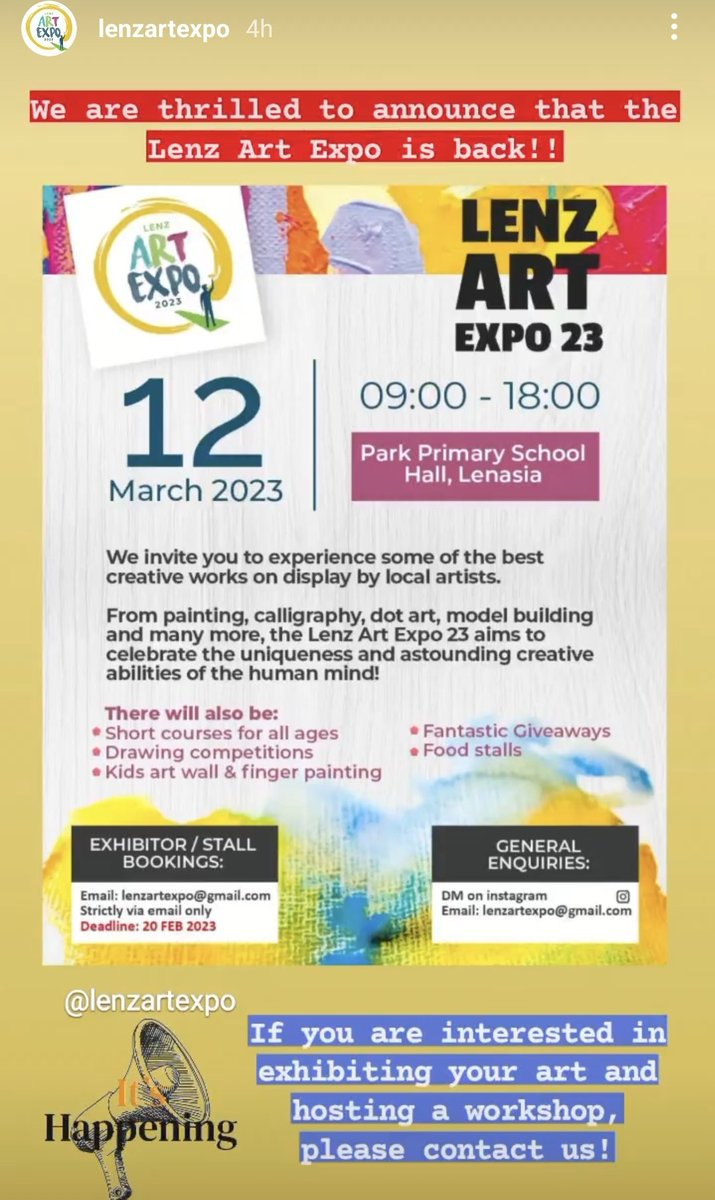 Firi001's tweet photo. Calling all artists.. such a great opportunity for artists to exhibit their work, sell them and even host workshops . Please share and forward to as many people as possible 🤲🙏 https://t.co/8uqoxCdlAW