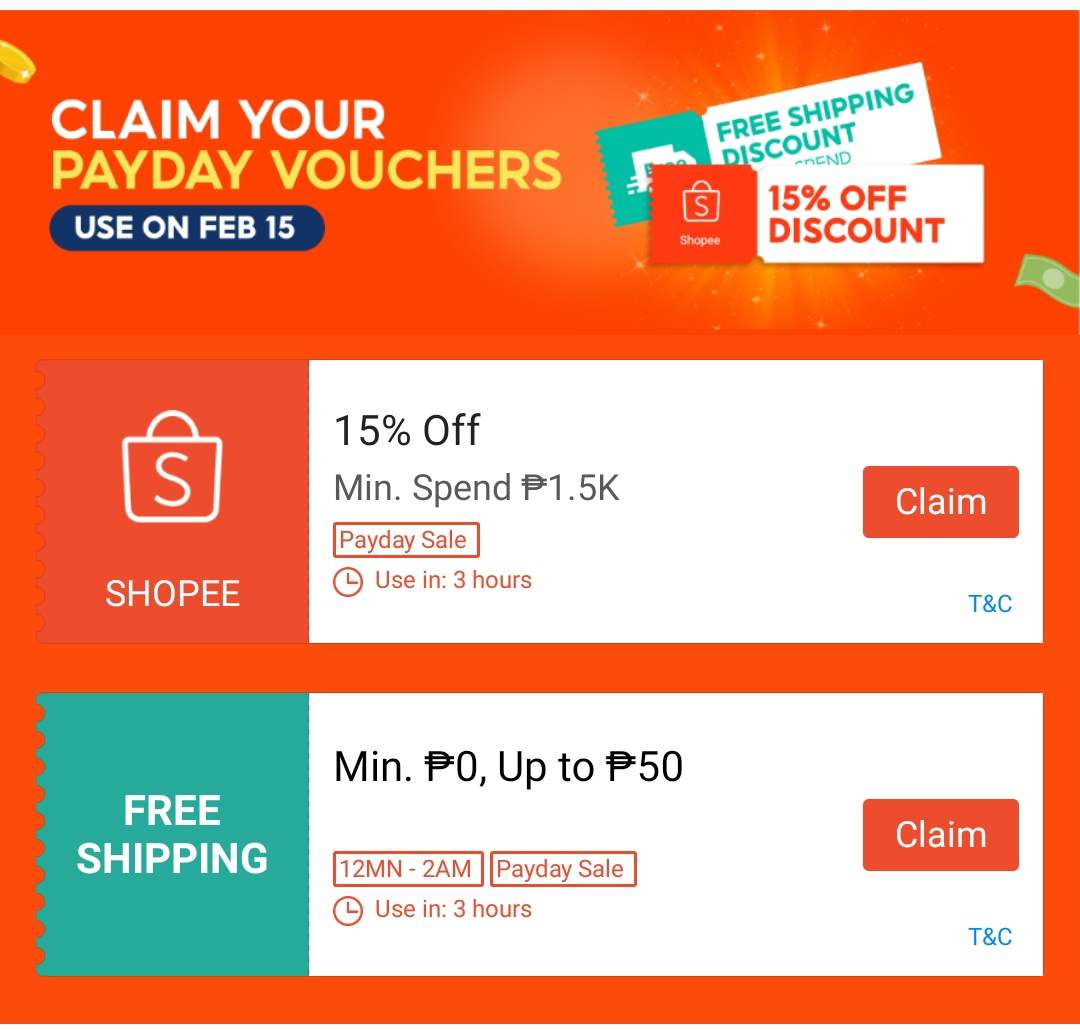 ShoppingDayPH's tweet photo. Shopee VOUCHERS DROP! 🤩
₱0 min spend FREE Shipping Discount &amp; 15% OFF Vouchers para sa PAYDAY Sale! 🤩

CLAIM: https://t.co/W2TzUxvesq

Claim lng claim shopee fam! 🤭
#ShopeePH #ShopedPayDay https://t.co/yj9uZyhToZ