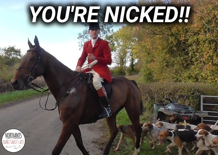 NhantsHuntsabs's tweet photo. Cottesmore Huntsman Sam Jones has been arrested this morning after he rode down a member of @HertsHuntSabs with his horse last Saturday. 
The hunting world is under serious pressure with the public eye watching their every move.We will keep the pressure firmly on!#CottesmoreHunt https://t.co/jxZghdAU2r
