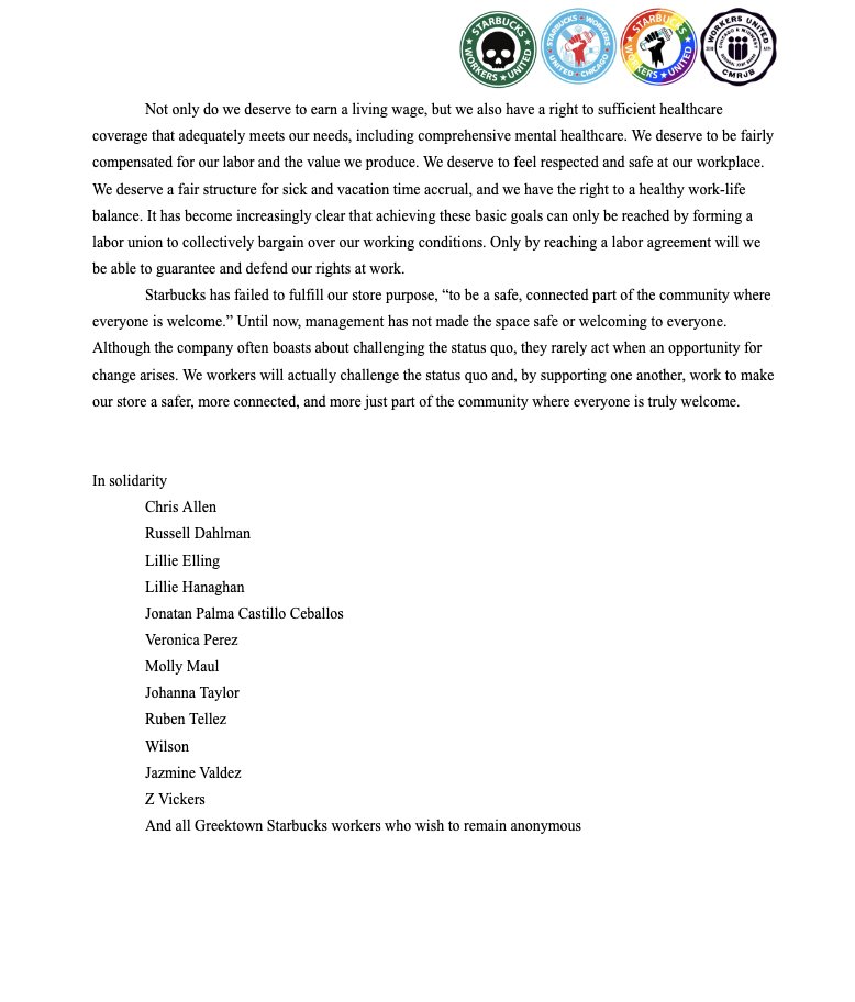 <a href="/GreektownUnited/">SBWU Greektown Chicago 🇵🇸</a> Starbucks Partners in Chicago filed the NLRB for a union election this morning! Let's all give them a big shout of solidarity this Valentine's Day #UnionStrong #NoContractNoCoffee