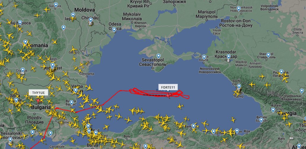 RQ-4B Global Hawk #FORTE11 now active at Black sea area
#Ukraine 
#Russia 
#UkraineRussiaWar
#flightradar24