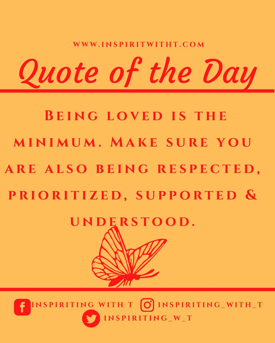 Inspiriting_w_T's tweet photo. Don’t You Dare Accept The Bare Minimum.
#quoteoftheday #inspiritingwitht #inspirationalquotes #podcast #inspiration #encouragement #nobareminimum #respect https://t.co/FLRD2J18NS