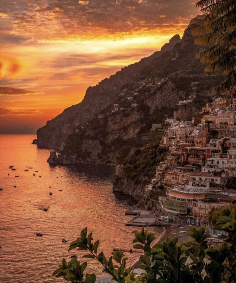 Sunset in Amalfi coast, Italy
