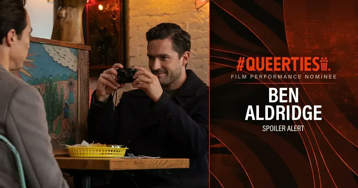 Queerty's tweet image. There’s less than two weeks to go to vote for the #Queerties! Congrats to #BenAldridge #SpoilerAlert, nominee for FILM PERFORMANCE. Vote for all your #LGBTQ+ faves once a day until voting closes on February 21st! 🏳️‍🌈🏆🍿 buff.ly/3j8XZnL