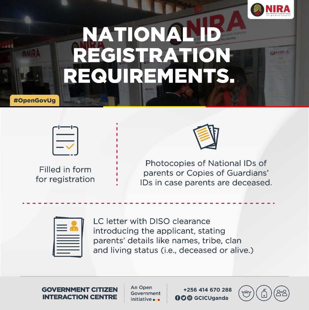 Did you know that the National ID is issued free of charge for the first time? 
These are the requirements.