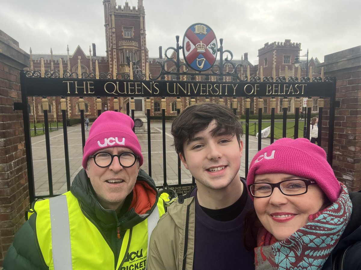 DrAmandaSlevin's tweet photo. #love was in the air @ucuatqub #ValentineDay #strike with great #solidarity &amp; energy among staff. And students, like my lovely cousin Jack who, only in 1st yr, brought donuts for us!

If only @QUBelfast @UniversitiesUK @UCEA1 showed us some love 

#Endcasualisation #ucuRISING https://t.co/aiKV5fQmCl