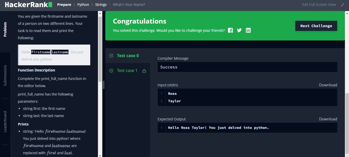 MerinMaryShibu's tweet photo. Day 11☑️ 
#100DaysOfCode 
#Python 
#HackerRank
#Coding https://t.co/4Rj8b73EVO