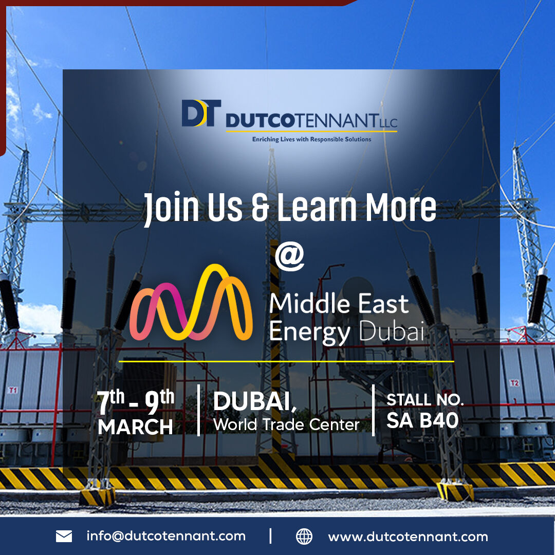 Dutcotennant's tweet image. We are excited to offer you the experience of witnessing cutting-edge #transformermonitoring solutions from our trusted partner Camlin Energy at this year’s Middle East Energy exhibition.

#electrical #monitoringsolutions #MEE2023 #middleeastenergy #camlin #DutcoTennantLLC