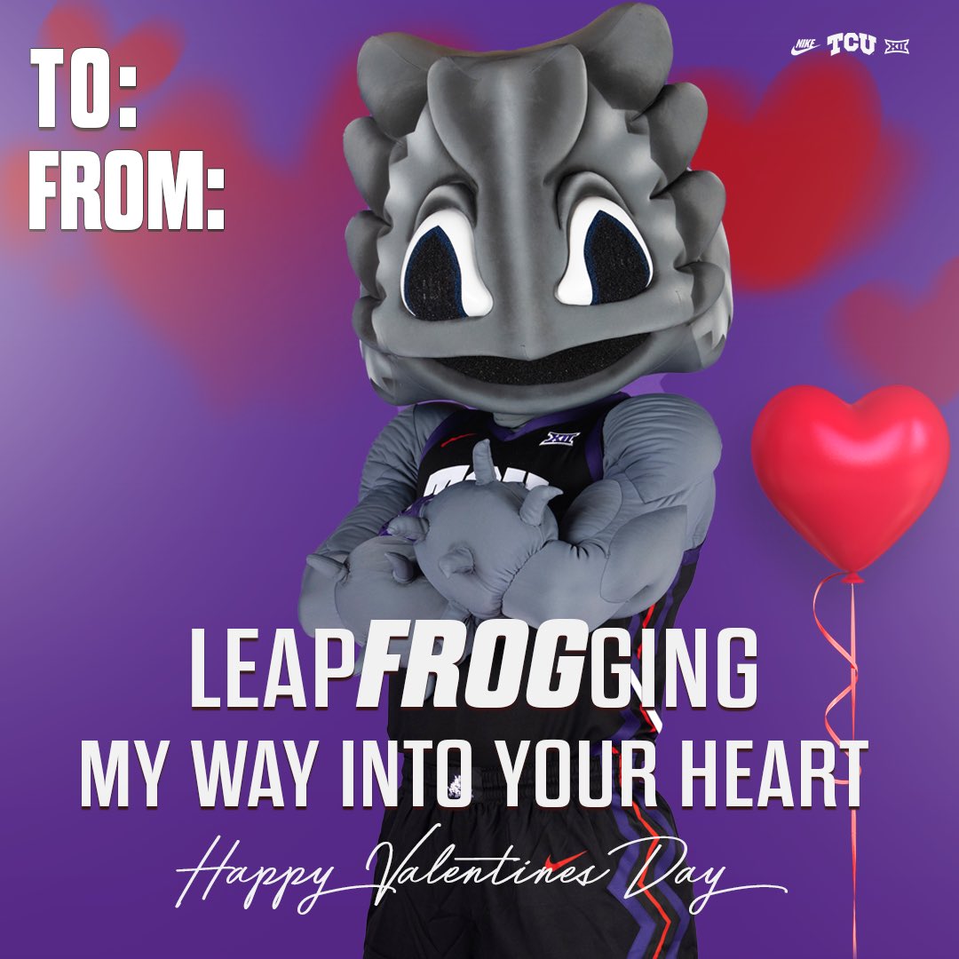 TCU_Athletics's tweet photo. 𝐇𝐚𝐩𝐩𝐲 𝐕𝐚𝐥𝐞𝐧𝐭𝐢𝐧𝐞’𝐬 𝐃𝐚𝐲! 💜

#GoFrogs https://t.co/ABJ3Sn3UHZ