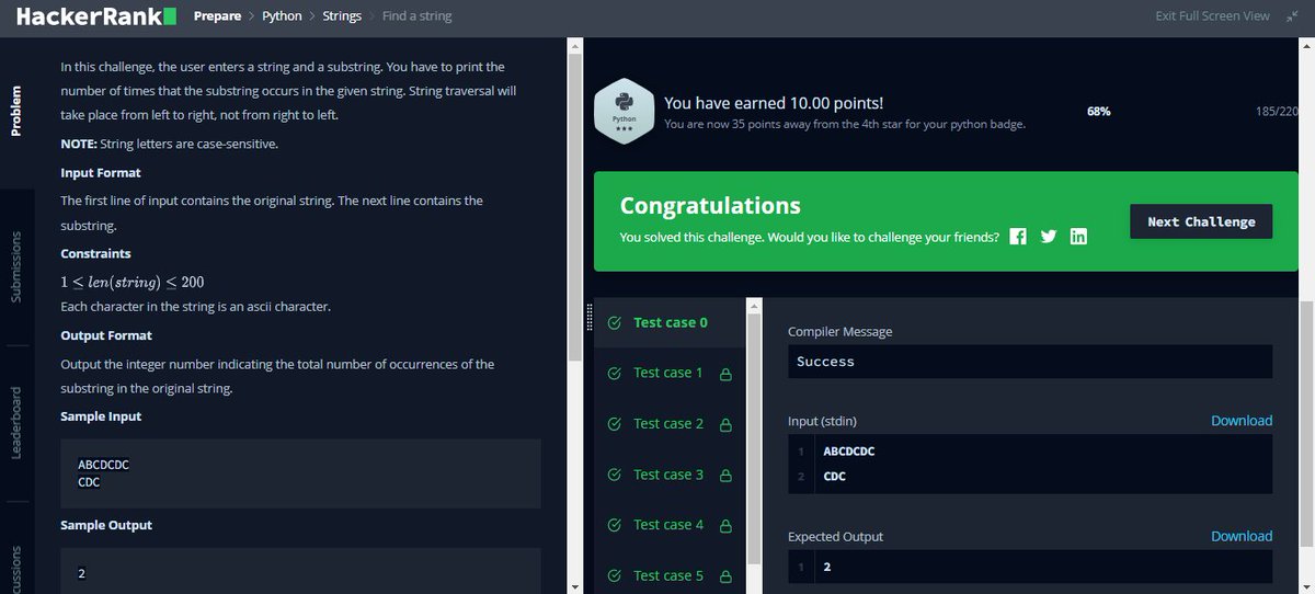 MerinMaryShibu's tweet photo. Day 12☑️ 
#100DaysOfCode 
#Python 
#HackerRank
#Coding https://t.co/ay6YFUjodg