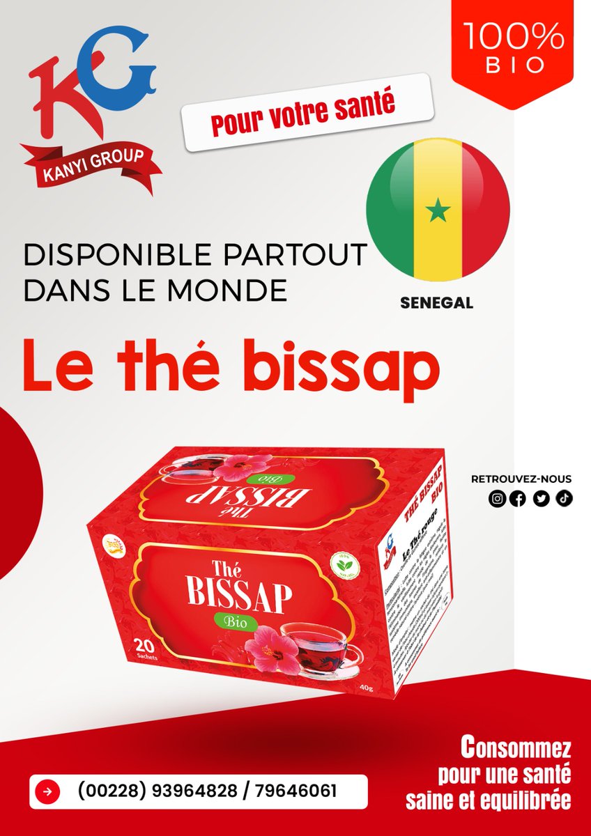 Cher(e)s client(e)s, Nous vous informons que le thé bissap et les autres saveurs sont désormais disponibles au Sénégal . Pour toute commande internationale, cliquez sur ce lien: wa.me/message/UFZR37…

#BissMinceur
#BissWitéré
#BissapTea 
#Artemisia