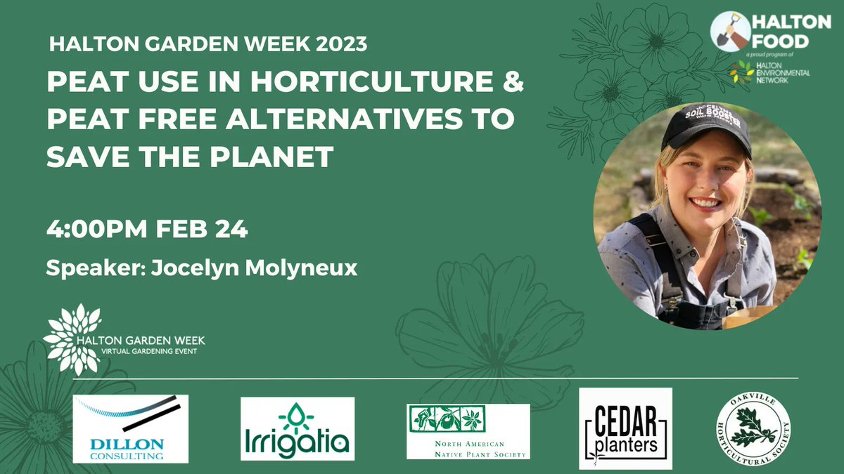 Let's go "Peat-free in 2023"! On Feb 24 at 4PM, join Jocelyn Molyneux from Wastenot Farms Inc., and learn why peat is widely used as a soil substrate, then explore alternatives. For more info and free tickets: haltonfood.ca